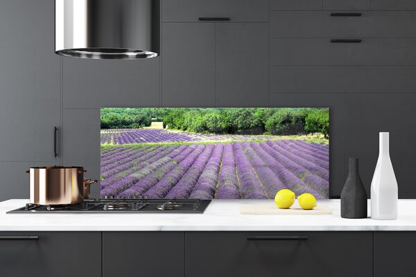 Panou sticla bucatarie Meadow Flori Natura Verde Violet
