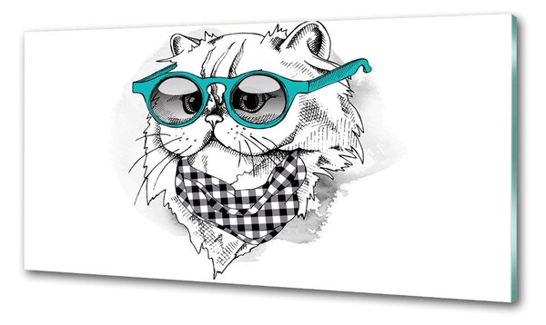Sticlă pentru bucătărie Cat cu ochelari