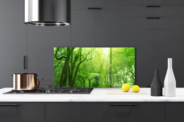 Panou sticla bucatarie Copaci Natura Brun Verde
