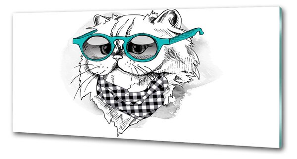 Sticlă pentru bucătărie Cat cu ochelari