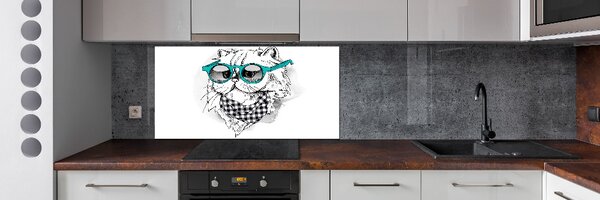 Sticlă pentru bucătărie Cat cu ochelari