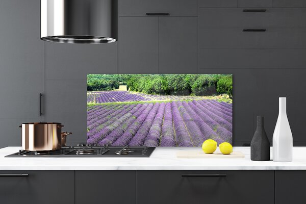 Panou sticla bucatarie Meadow Flori Natura Verde Violet