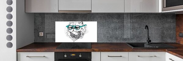 Sticlă pentru bucătărie Cat cu ochelari