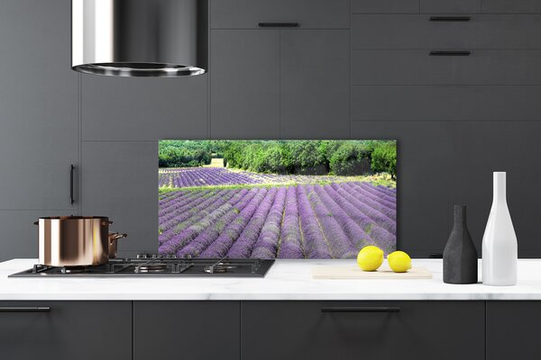 Panou sticla bucatarie Meadow Flori Natura Verde Violet