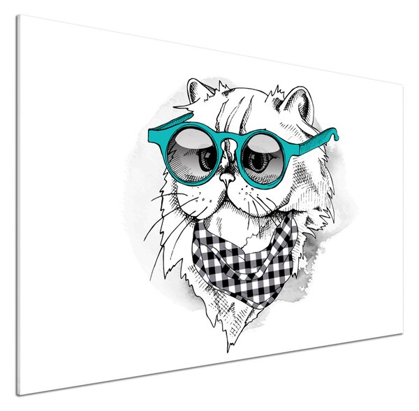 Sticlă pentru bucătărie Cat cu ochelari