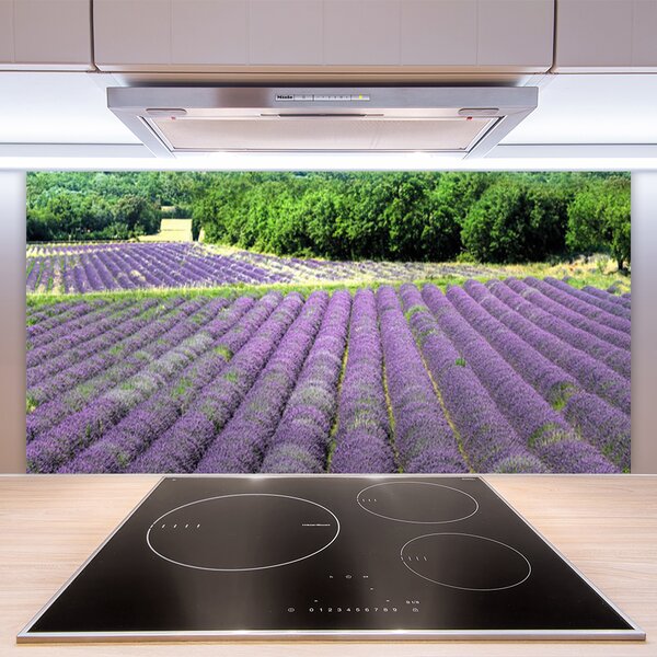 Panou sticla bucatarie Meadow Flori Natura Verde Violet