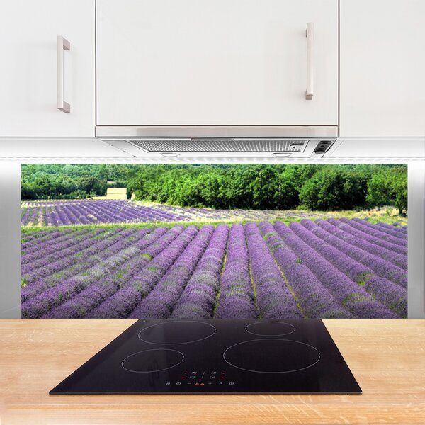 Panou sticla bucatarie Meadow Flori Natura Verde Violet