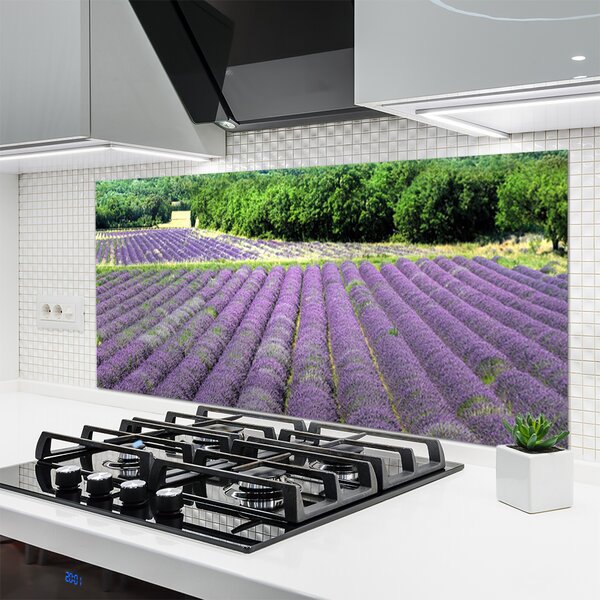 Panou sticla bucatarie Meadow Flori Natura Verde Violet