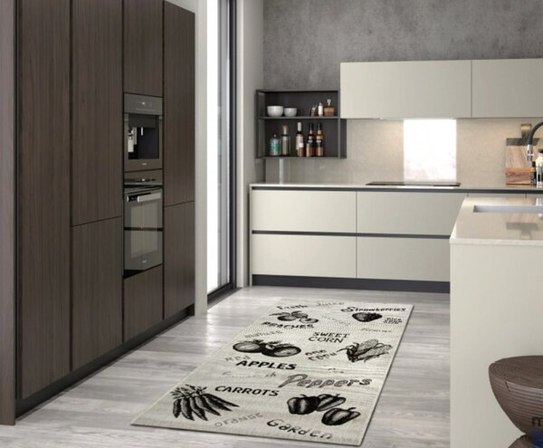 Covor Bucatarie, Model 954 19, Tesatura Plata, Bej Dreptunghi, 80x150