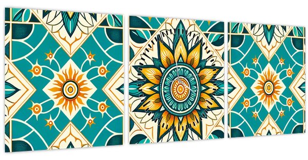 Tablou - Model turcoaz (cu ceas) (90x30 cm)