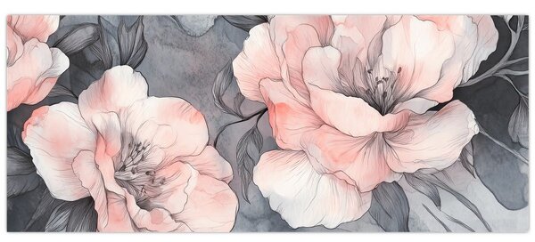 Tablou - Schiță de flori (120x50 cm)