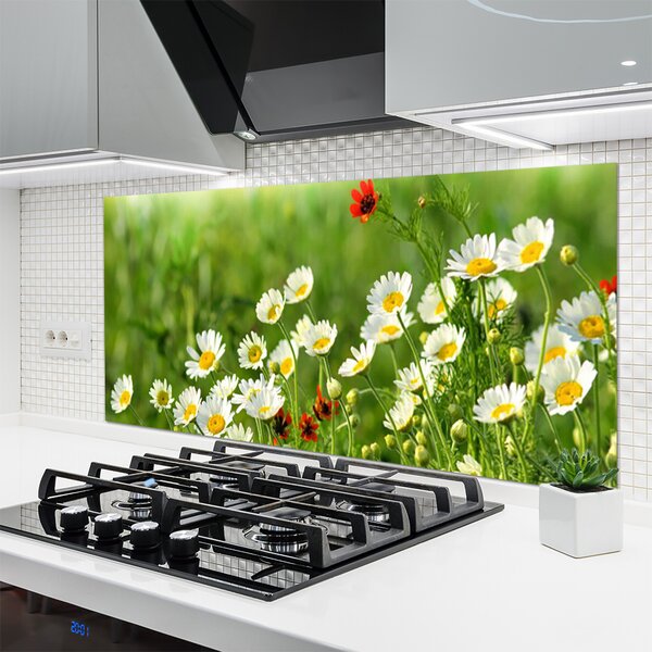 Panou sticla bucatarie Daisy Natura Galben Alb