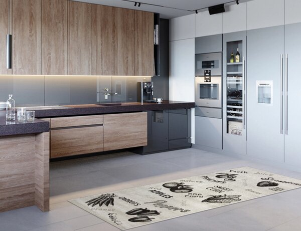 Covor Bucatarie, Model 954 19, Tesatura Plata, Bej Dreptunghi, 80x150