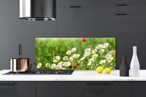 Panou sticla bucatarie Daisy Natura Galben Alb