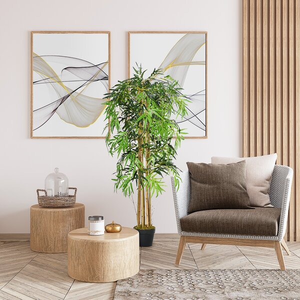 Outsunny Bambus Artificial Inaltime 150cm cu Ghiveci, Planta Artificiala Decor cu Efect Realist pentruCasa, Gradina, Birou, Verde | Aosom Romania