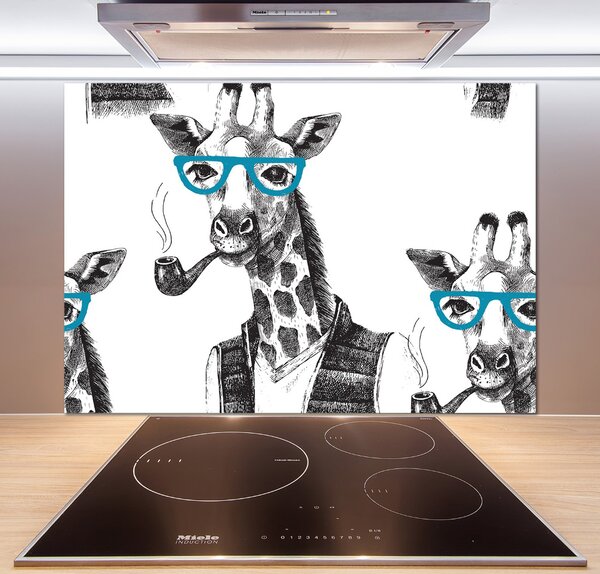 Panou sticlă decorativa bucătărie ochelari Giraffe