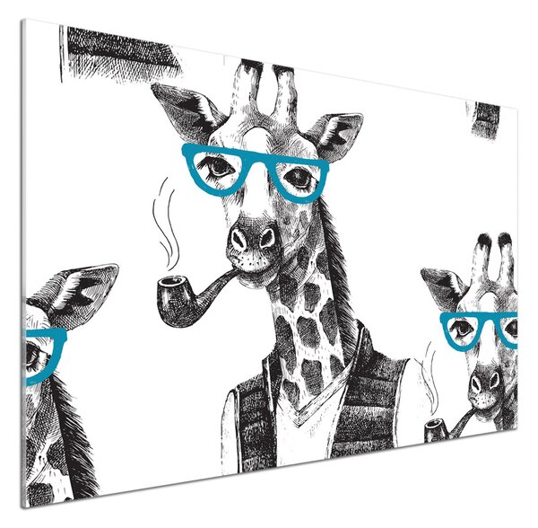 Panou sticlă decorativa bucătărie ochelari Giraffe