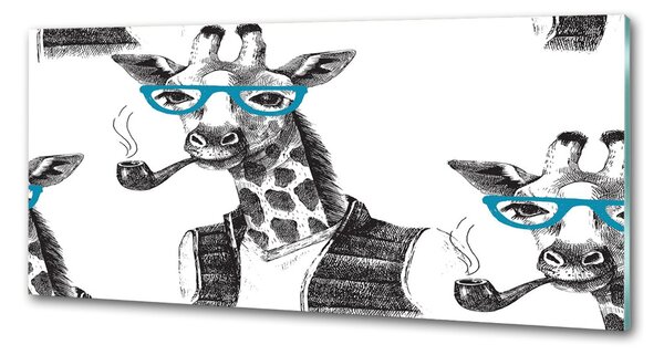 Panou sticlă decorativa bucătărie ochelari Giraffe