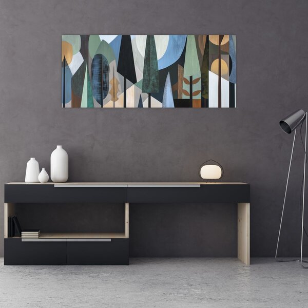 Tablou - Abstracție geometrică naturală II. (120x50 cm)