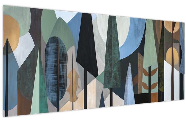 Tablou - Abstracție geometrică naturală II. (120x50 cm)