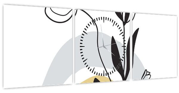 Tablou - Flori într-o vază N⁰1 (cu ceas) (90x30 cm)