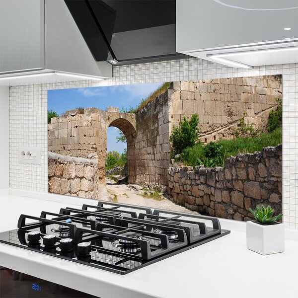 Panou sticla bucatarie Ruina Arhitectura Gray Brau
