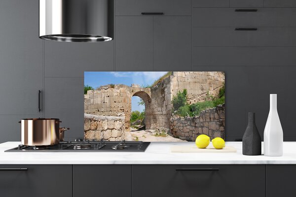 Panou sticla bucatarie Ruina Arhitectura Gray Brau