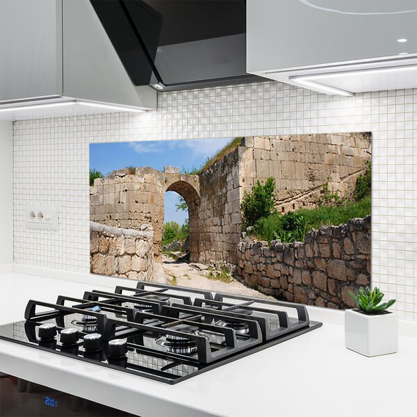 Panou sticla bucatarie Ruina Arhitectura Gray Brau