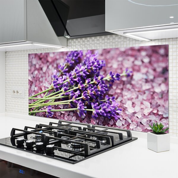 Panou sticla bucatarie Flori Floral violet