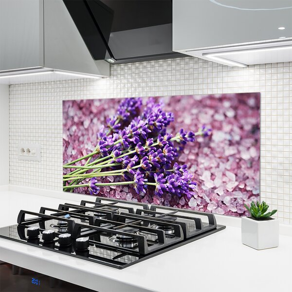 Panou sticla bucatarie Flori Floral violet