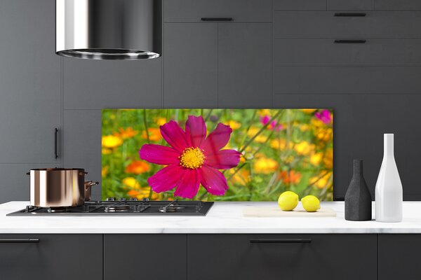 Panou sticla bucatarie Flower Floral Galben Roșu