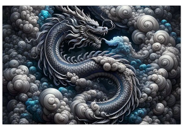 Tablou – Dragon în fum (90x60 cm)