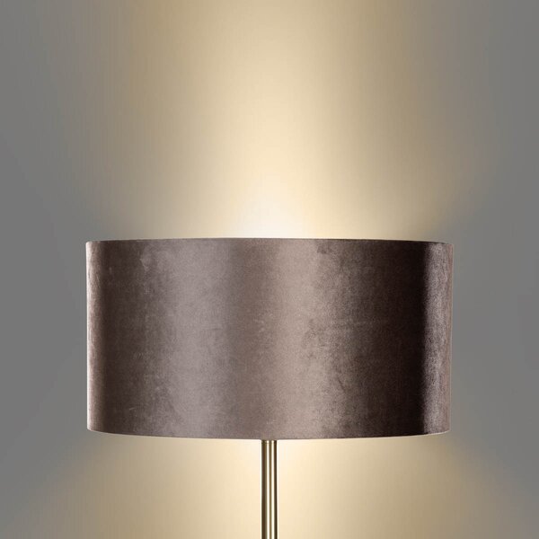 Lampă de podea din alamă cu abajur din velur maro 50cm - Simplo