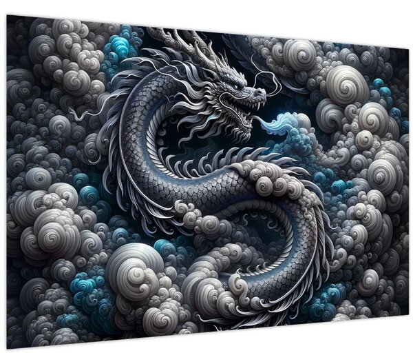 Tablou – Dragon în fum (90x60 cm)