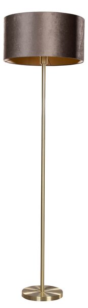 Lampă de podea din alamă cu abajur din velur maro 50cm - Simplo