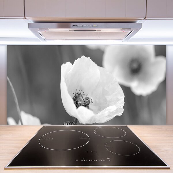 Panou sticla bucatarie Maci Floral Gray