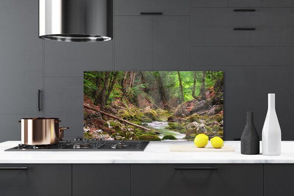 Panou sticla bucatarie Natural Pădurea Verde Maro