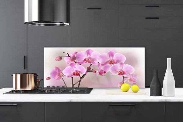 Panou sticla bucatarie Flori roz Floral