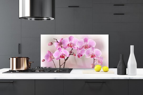 Panou sticla bucatarie Flori roz Floral