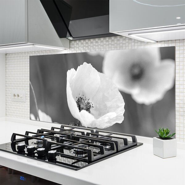 Panou sticla bucatarie Maci Floral Gray