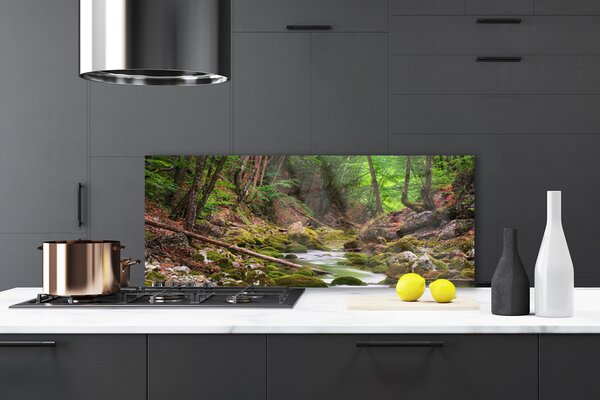 Panou sticla bucatarie Natural Pădurea Verde Maro
