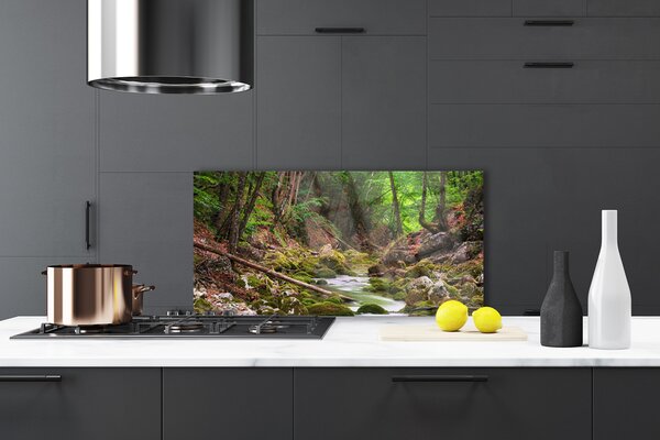Panou sticla bucatarie Natural Pădurea Verde Maro