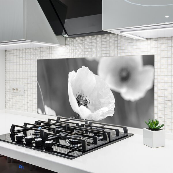Panou sticla bucatarie Maci Floral Gray