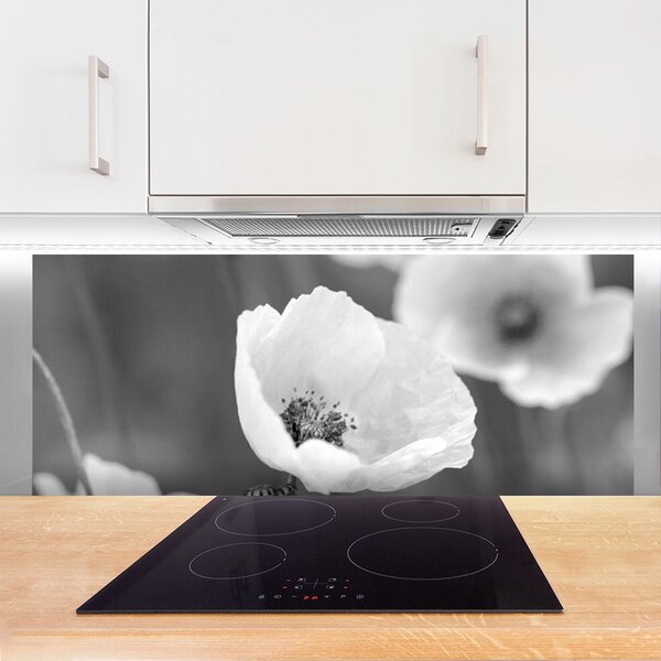 Panou sticla bucatarie Maci Floral Gray