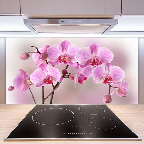 Panou sticla bucatarie Flori roz Floral