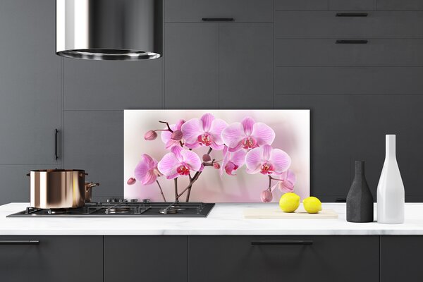 Panou sticla bucatarie Flori roz Floral