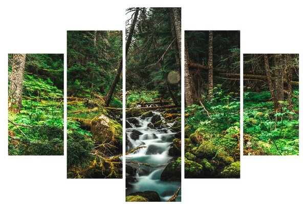 Tablou cu pârău în pădure (150x105 cm)
