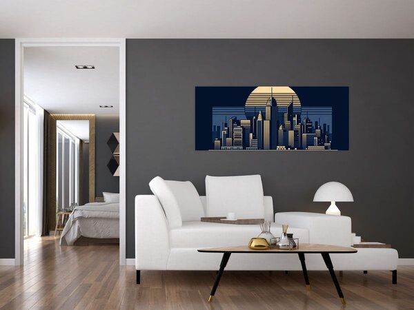 Tablou – Oraș geometric (120x50 cm)