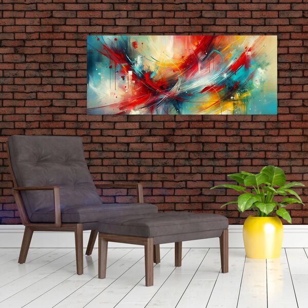 Tablou – Abstracție cu roșu (120x50 cm)