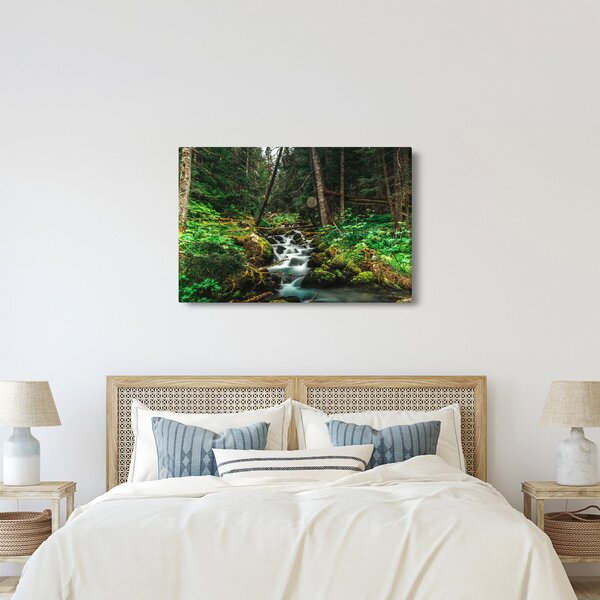 Tablou cu pârău în pădure (90x60 cm)